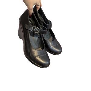 Dansko Fanny Wedge Maryjane Leather Studded Women Black Size 41